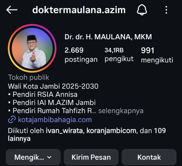 Strategi Digital Wali Kota Jambi di Instagram: Analisis Akun @doktermaulana.azim