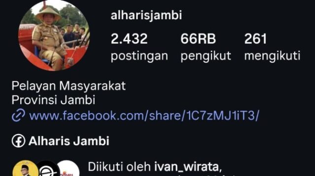 Viral! Akun Instagram Gubernur Jambi @alharisjambi Ungkap Kerja Nyata yang Jarang Dibahas Media