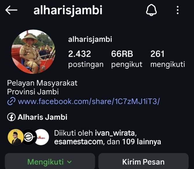 Viral! Akun Instagram Gubernur Jambi @alharisjambi Ungkap Kerja Nyata yang Jarang Dibahas Media