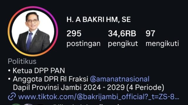 Akun Instagram H. Bakri: Konten Politik, Sosial, dan Pengabdian untuk Jambi!