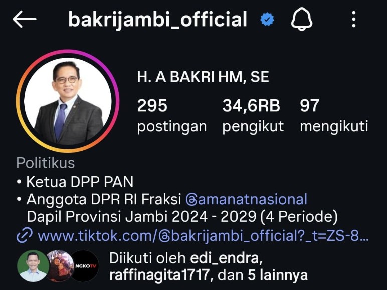 Akun Instagram H. Bakri: Konten Politik, Sosial, dan Pengabdian untuk Jambi!