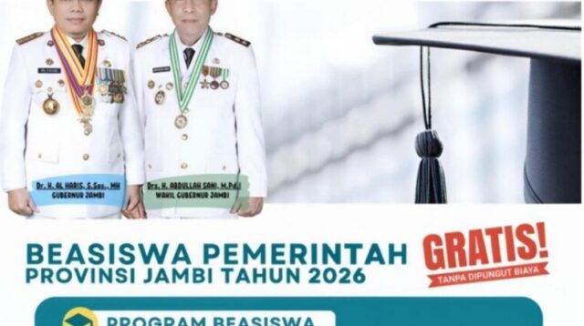 Beasiswa S1 Provinsi Jambi Tahun 2026 Dibuka hingga 11 Juni, Cek Persyaratannya